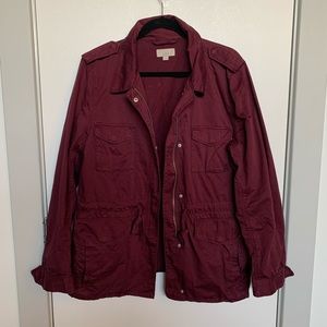 LOFT Soft Military Style Utility Jacket in Wine Red
